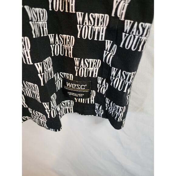 WESC Black and White Y2K Wasted Youth T-shirt Men's Small Women's Medium - Picture 5 of 5